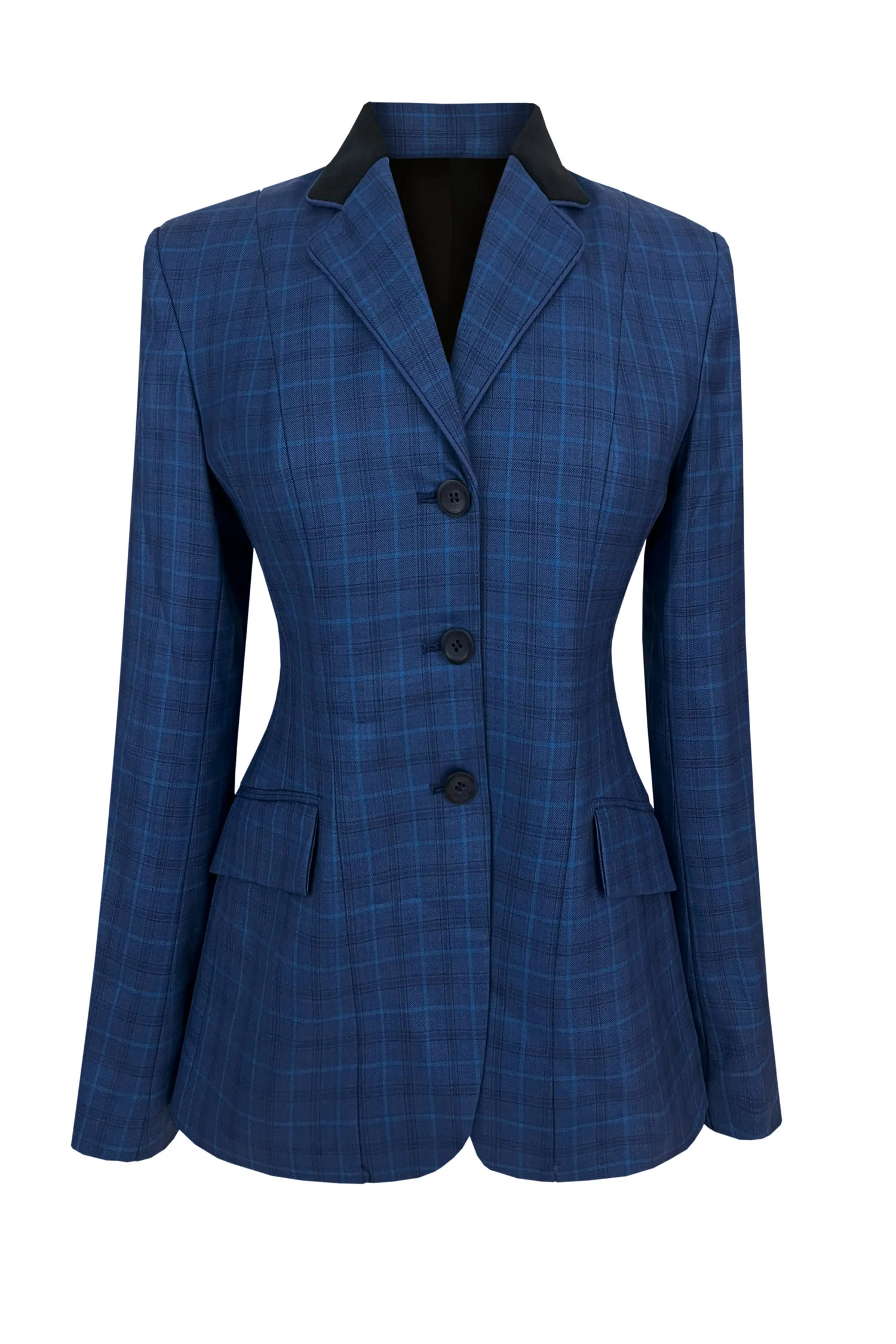 Dark Sapphire Blue Plaid with Velvet (Size 14)