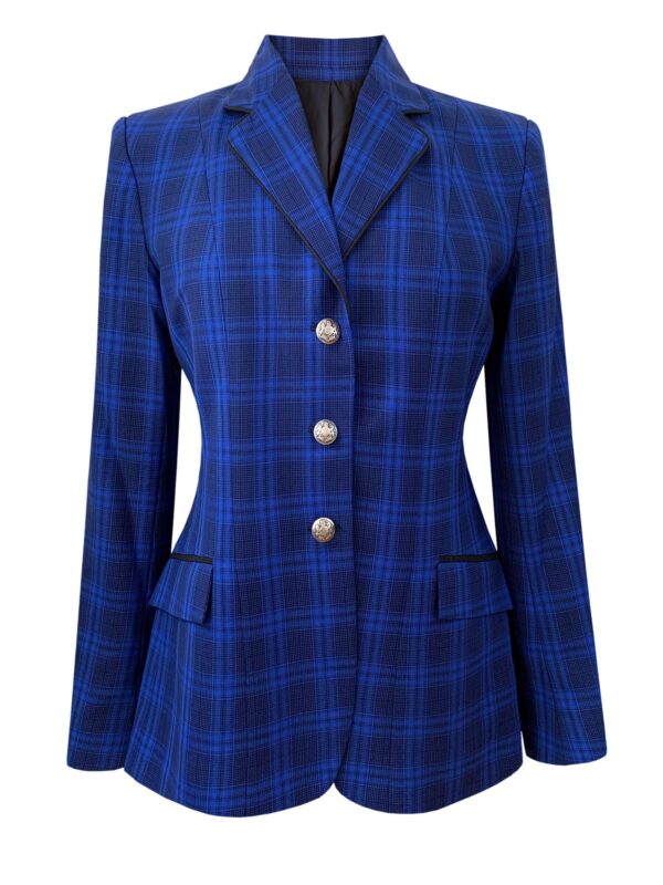 Blue Azure and Black Plaid - Black Piped (Size 16)
